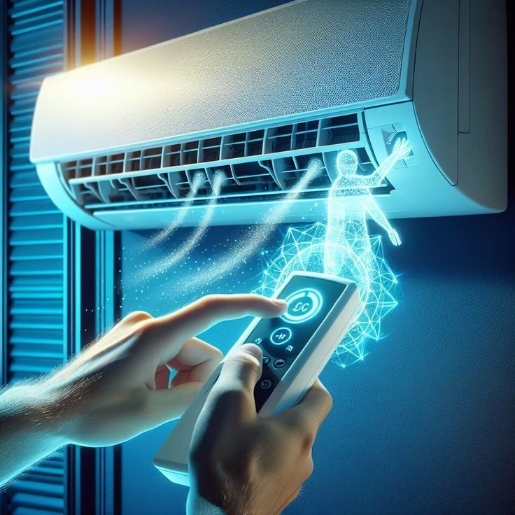 Wall-mounted split air conditioner delivering powerful cooling at 16 degrees Celsius in a modern living room